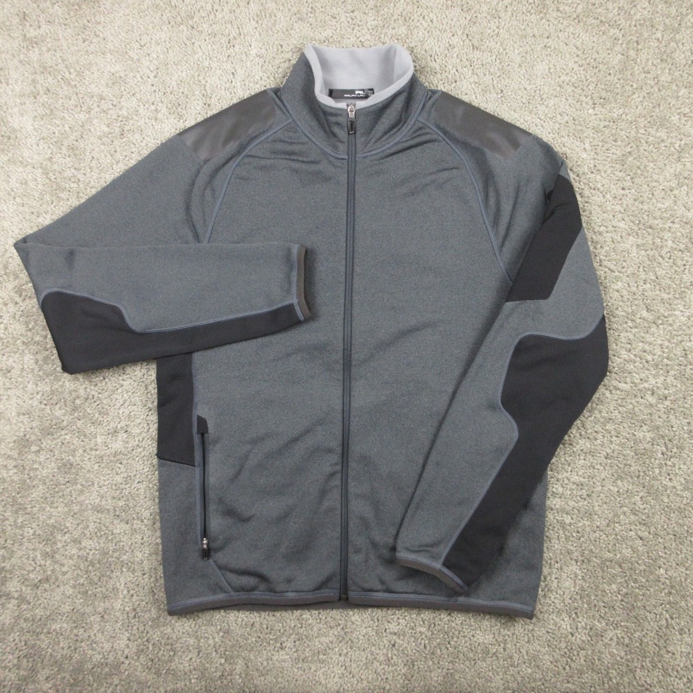 RLX Ralph Lauren Track Jacket Mens Medium Gray Full Zip Performance Stretch Golf